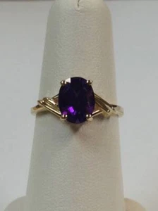 1.38 Ct Amethyst Engagement Prong Ring 14k Solid Yellow Gold - Picture 1 of 5