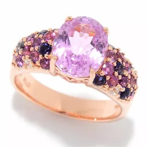 Mehers Schmuck 4,96ct oval geschnitten Kunzite & Multi Edelstein 925 Silberring ausverkauft - Bild 1 von 5