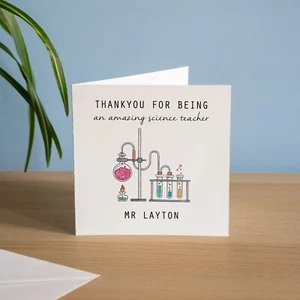 Tarjeta de agradecimiento personalizada para profesor de ciencias regalos hechos a mano para tutor de química - Imagen 1 de 3
