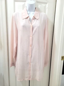 Norton Menaughton Button Up Blouse Womens Size 14 Chiffon Sheer Pink Floral - Picture 1 of 11