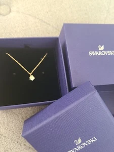 NWT Swarovski Pendant Mini Dice Necklace, Gold Tone  - Picture 1 of 6