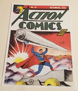 DC COMIC MINI POSTER COMIC BOOK COVER 10.25"X14" ACTION COMICS SUPERMAN #19 1939 - Picture 1 of 2