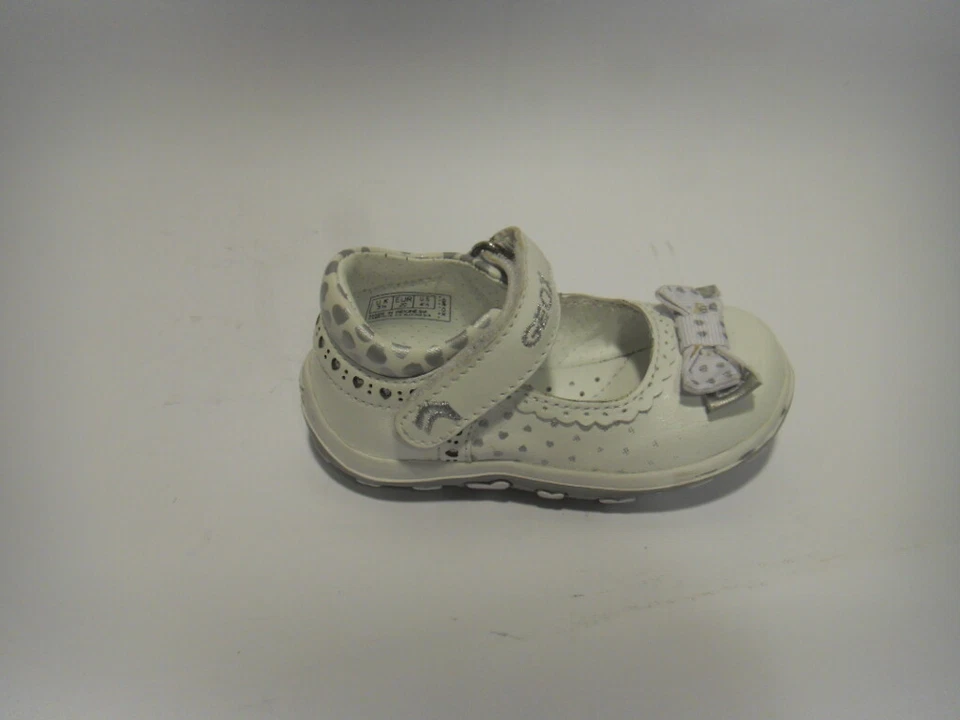 Geox b11e6t white silver ballerina con strappo alla caviglia pelle bianco fiocch - Immagine 1 di 1