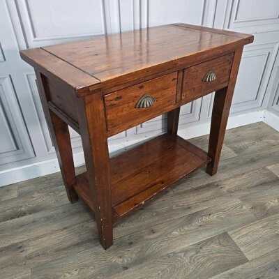 Rustic Vintage Reclaimed Solid Wooden Hall Console Table Drawers - Irish Coast - Image 1 of 4