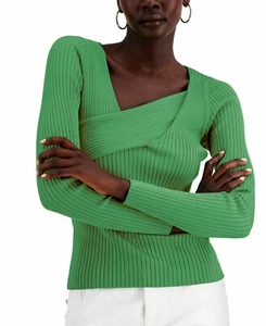 INC International Concepts Women's Asymmetrical Rib Sweater Green Emerald Size L - Picture 1 of 2