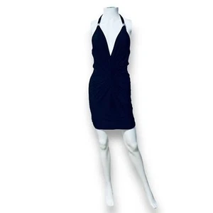 City Goddess Deep V Halter Form Fitting Black Party Dress Size Small - Picture 1 of 15