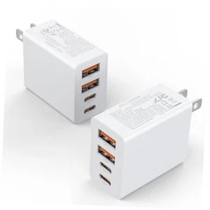 2Pack USB C Charger Block, 40W Fast USB C Wall Charger 4-Port PD Power Adapter - Picture 1 of 8