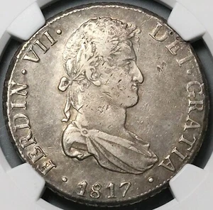 1817 NGC XF 45 Bolivia Ferdinand VII 8 Reales Spain Colonial Coin (22030903C) - Picture 1 of 6