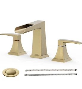 HOSSLLY Widespread Waterfall Bathroom Faucet 2 Handle Bath Vanity Faucet - Picture 1 of 5
