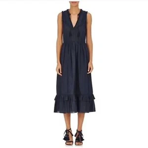 ULLA JOHNSON Maelle Sleeveless Dress Dark Blue Swiss Dot Size 0 - Picture 1 of 8