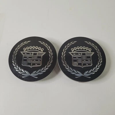 Juego de 2 tapas centrales de rueda negras para Cadillac GM 2005-2015 OEM ATS CTS DTS SRX STS Foto 1 de 4