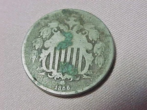 1866 USA 5 Cents Schild Nickel Strahlen - Bild 1 von 7
