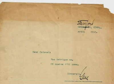 RARE! “Heavyweight Champion" Gene Tunney Hand Signed 8.5X6.5 Page COA - Image 1 of 3