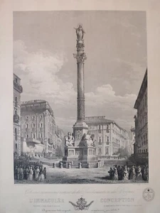 Proklamation Dogma Bildkonzeption Säule Piazza Spagna Rom Lithographie - Bild 1 von 7