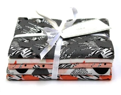 Feline Drive Fabric Fat Quarter Bundle EMMA & MILA Zebra Camelot Fabrics 5 FQs - Image 1 of 4