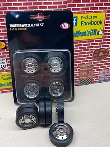 1/18 ACME TRUCKER CHROMED DUALLY RAMP TRUCK WHEEL & TIRE SET A1801917W - Picture 1 of 17