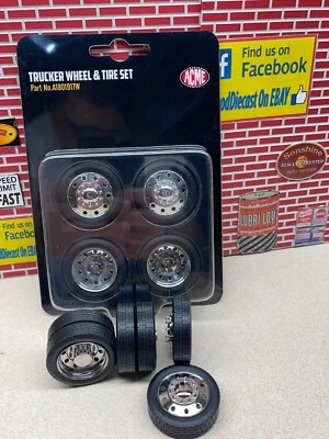 1/18 ACME TRUCKER CHROMED DUALLY RAMP TRUCK WHEEL & TIRE SET A1801917W LAST ONES - Image 1 of 4