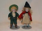 Awesome Pair Of German Antique All Bisque 4" Miniature Dolls