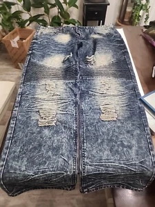 Blue Stich Jeans 44x32 Rn 72619 Distressed - Picture 1 of 13