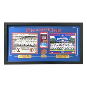 Chicago Cubs Game 7 World Series 2016 gioco usato sporco/biglietto incorniciato collage certificato di autenticità - Foto 1 di 9