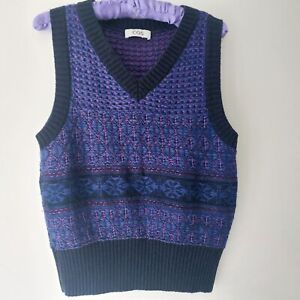 COS  Intarsia  Fair Isle Wool Checked Knit Vest , Size XS