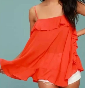 Womens New Intimately Free people M ruffles Cami tunic tank top - Picture 1 of 10