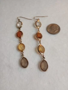 Antique style gold-tone dangle earrings french wire - Picture 1 of 1