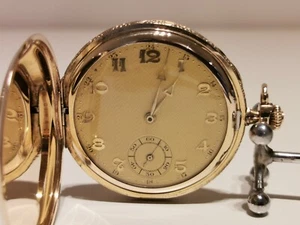 VINTAGE WEIHNACHTEN CHRISTMAS GIFT 1928 KURT BECK GOLD PLATED MENS POCKET WATCH - Picture 1 of 12