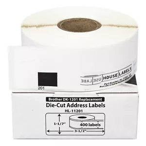 Non-OEM Fits BROTHER DK-1201 Labels (1-1/7" x 3-1/2") - (18) Rolls of 400 - Picture 1 of 7