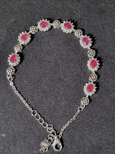 Beautiful Natural Garnet 925 Sterling Silver 8 inch Bracelet 0207 - Picture 1 of 5
