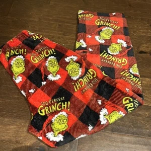 Dr Seuss The Grinch Mens Pajama Pants Sz M NWT Plaid Plush 100% Grinch - Picture 1 of 4
