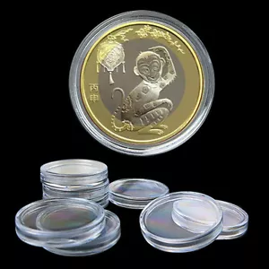 10X 35mm Applied Clear Round Cases Coin Storage Capsules Holder Round Plastic_sh - Picture 1 of 6