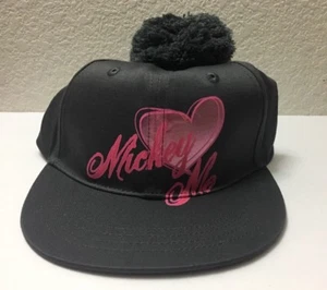 Disney Parks Mickey Hearts Me Gray Baseball Cap Hat Pom Pom Size Youth Pink Girl - Picture 1 of 4