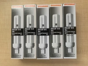 NEW LOT OF 5 Sylvania Dulux D/E 18W Compact Fluorescent Lamp 20672 835 12,000Hr - Picture 1 of 4