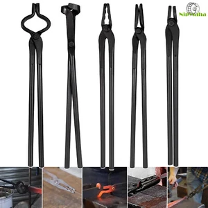 Blacksmith Tongs Tools Set Flat Tongs Square Jaw Bolt Tongs Blade Wolf Jaw tongs - Picture 1 of 7