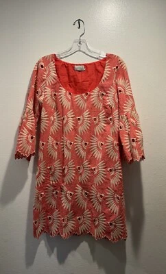 Vestido Alex & Trixie Talla Mediana Coral Bordado Resort Preppy Artístico Vacaciones Foto 1 de 4