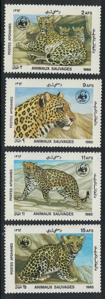 Afganistán - Scott 1172-75 - Juego de 4 MNH - Fondo Mundial para la Naturaleza: Leopardos - Como nuevo Foto 1 de 1