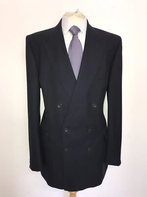 GIEVES & HAWKES - TRAJE DE LANA AZUL MARINO LISO PARA HOMBRE - UK 48 largo - W40 L35 - HERMOSO Foto 1 de 4