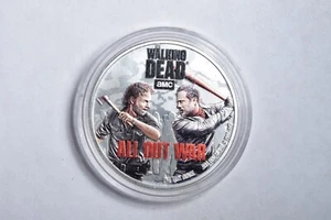 2018 $2 COOK ISLANDS ~ Silver 1oz. Proof Coin AMC The Walking Dead “All Out War” - Picture 1 of 2