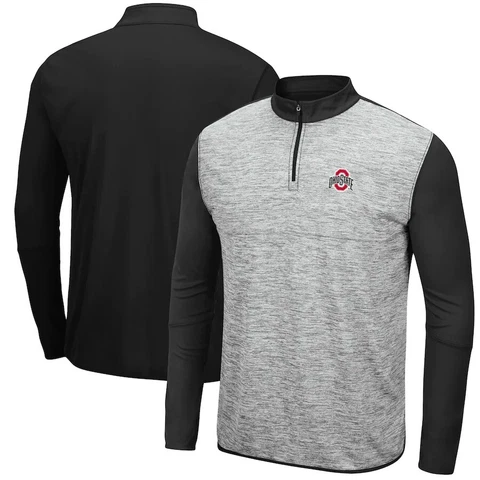 Men's Colosseum Gray/Black Ohio State Buckeyes Prospect Quarter-Zip Jacket XL Cover