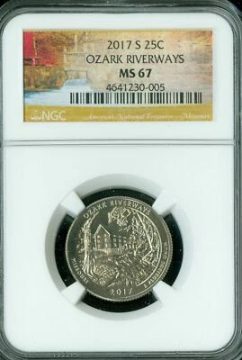 2017 S OZARK RIVERWAYS QUARTER NGC MS67 2ND FINEST FINEST * - Image 1 of 2