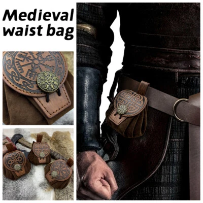 Bolso de Cintura Medieval Vintage Cinturón Colgante Monedero Cuero Sintético Juegos con disfraces Prop. Foto 1 de 4