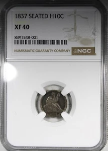 1837 Seated Half Dime Small Date NGC XF40 Crusty Coin - Picture 1 of 4