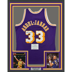 Framed Autographed/Signed Kareem Abdul-Jabbar 35x39 M&N Jersey Fanatics COA - Picture 1 of 2