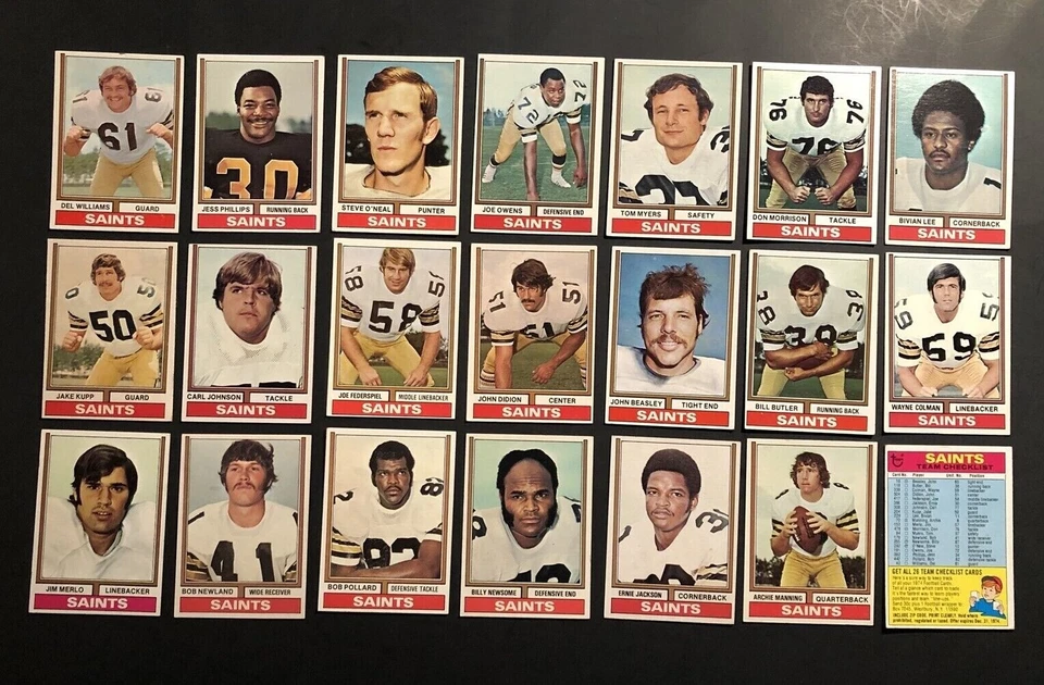 1974 Topps NEW ORLEANS SAINTS Complete TEAM Set ARCHIE MANNING John DIDION Merlo - Image 1 of 1