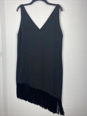 Rachel by Rachel Roy Black Dress Cocktail/Party Fringe Asymmetrical Size Large - Image 1 of 4