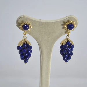 ORECCHINI ARGENTO 925 DORATO GRAPPOLI IN PALLINI LAPIS AGHT 0907 - Foto 1 di 3