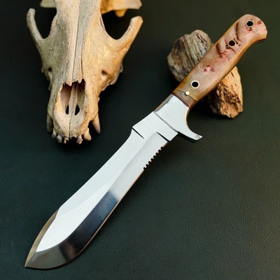 Cuchillo Damasco/Acero 10.7" Listo para Regalo Full Tang Hunt it Hunt + Funda de Cuero Foto 1 de 4