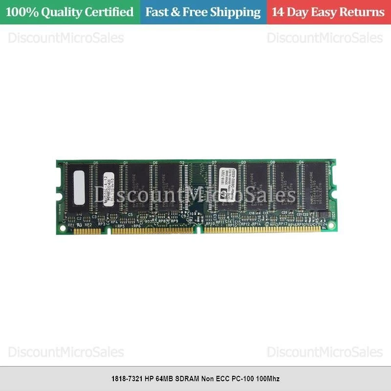 1818-7321 HP 64MB SDRAM Non ECC PC-100 100Mhz - Image 1 of 1