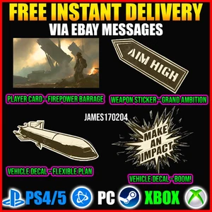 Battlefield 6 FULL SET 4 RARE REWARDS | BF6 CODES - Picture 1 of 2